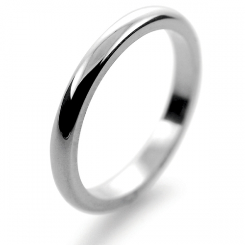D Shaped Platinum 2mm Heavy Wedding Ring 